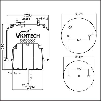 AIR SPRING SCANIA 1440305 492680 Goodyear 556028561 Phoenix 1DF20A-2 Zastąpienie przez VKNTECH 1K6305